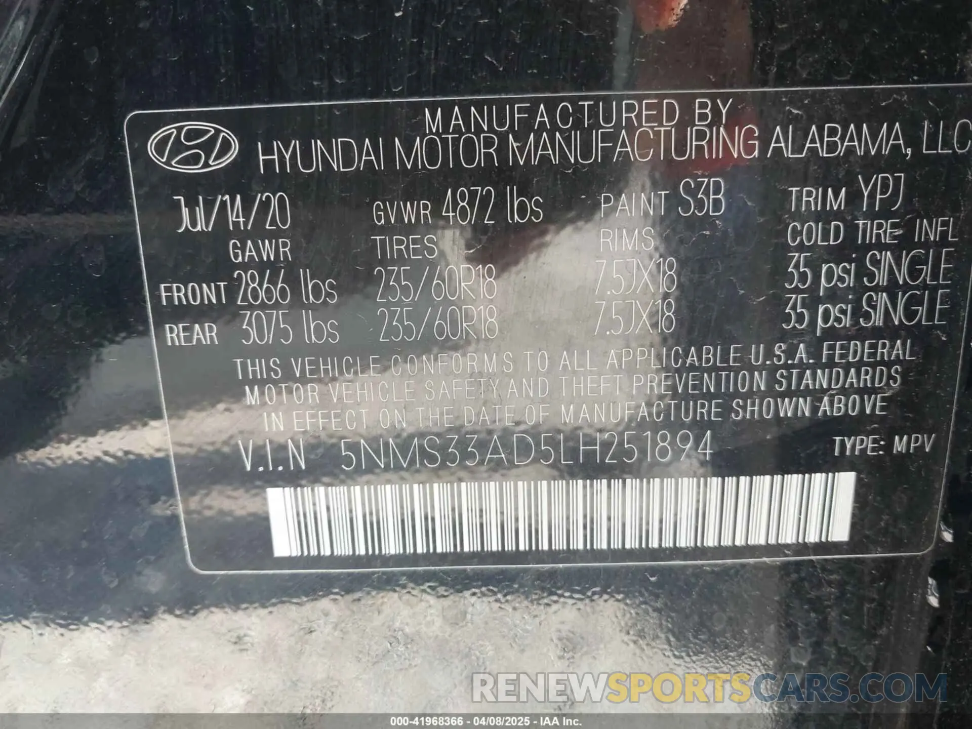 9 Photograph of a damaged car 5NMS33AD5LH251894 HYUNDAI SANTA FE 2020