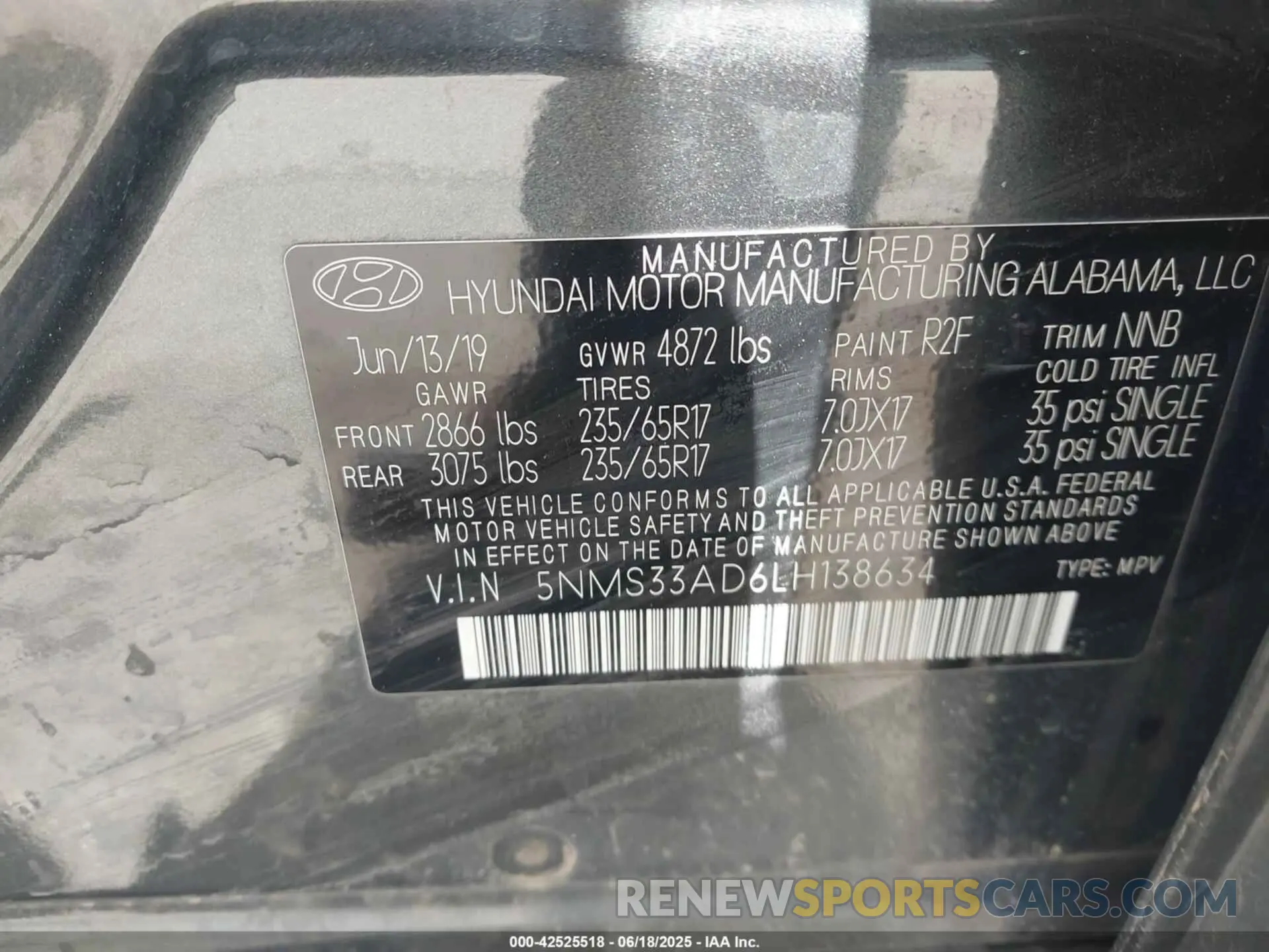 9 Photograph of a damaged car 5NMS33AD6LH138634 HYUNDAI SANTA FE 2020
