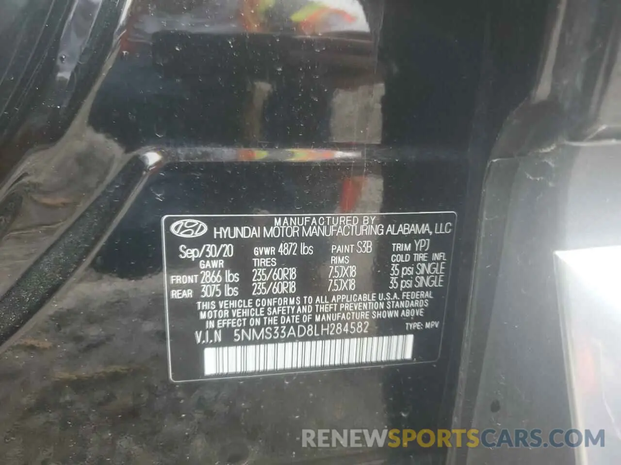 13 Photograph of a damaged car 5NMS33AD8LH284582 HYUNDAI SANTA FE 2020