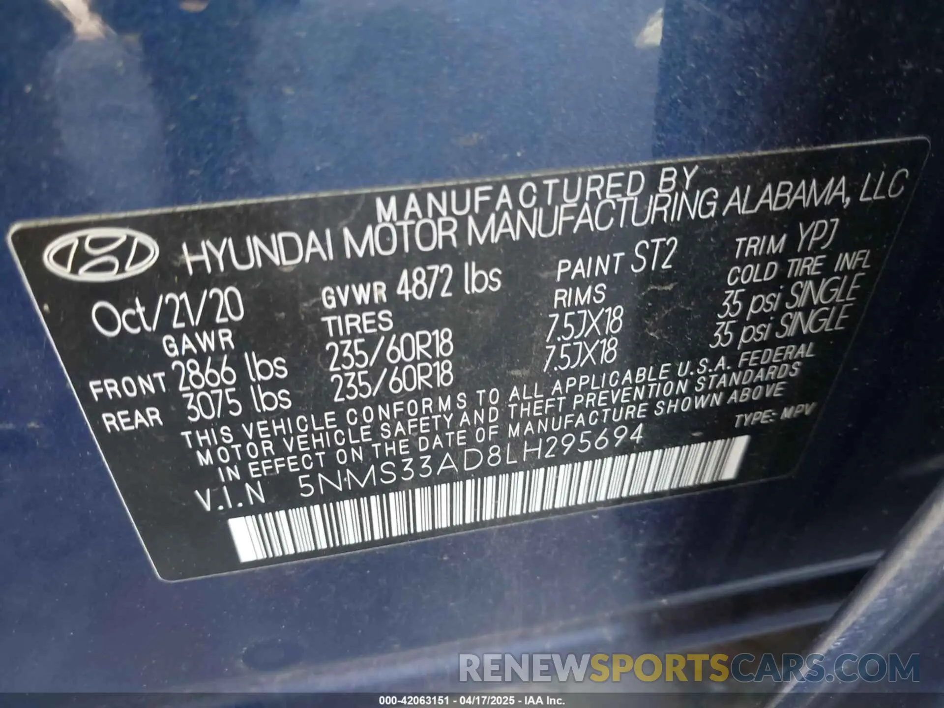 9 Photograph of a damaged car 5NMS33AD8LH295694 HYUNDAI SANTA FE 2020