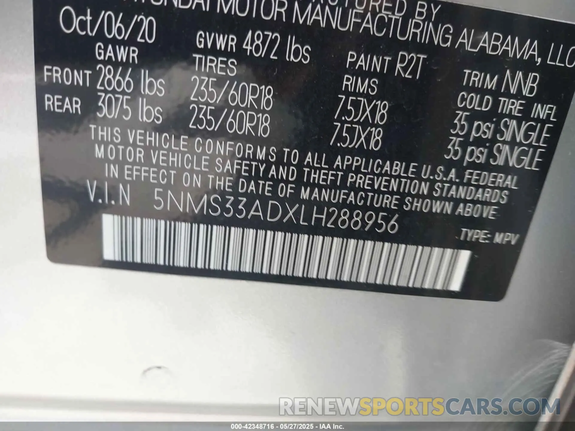 9 Photograph of a damaged car 5NMS33ADXLH288956 HYUNDAI SANTA FE 2020