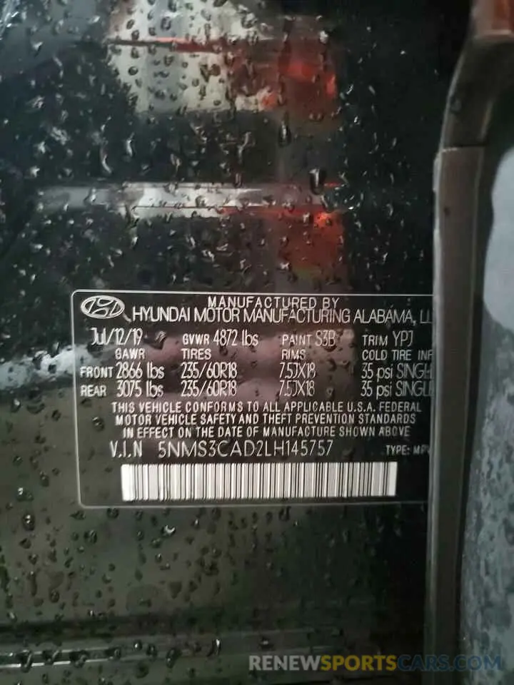 14 Photograph of a damaged car 5NMS3CAD2LH145757 HYUNDAI SANTA FE 2020