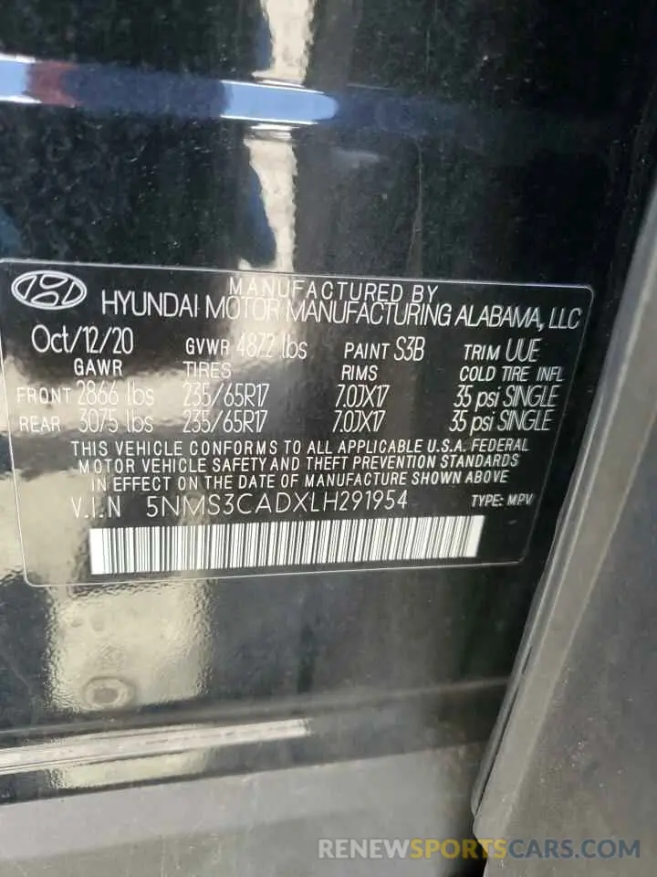 13 Photograph of a damaged car 5NMS3CADXLH291954 HYUNDAI SANTA FE 2020