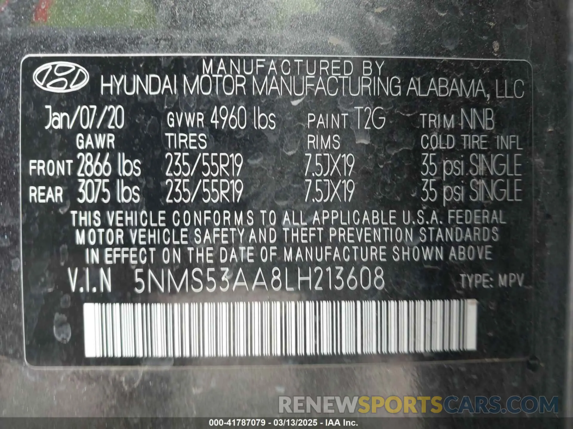 9 Photograph of a damaged car 5NMS53AA8LH213608 HYUNDAI SANTA FE 2020