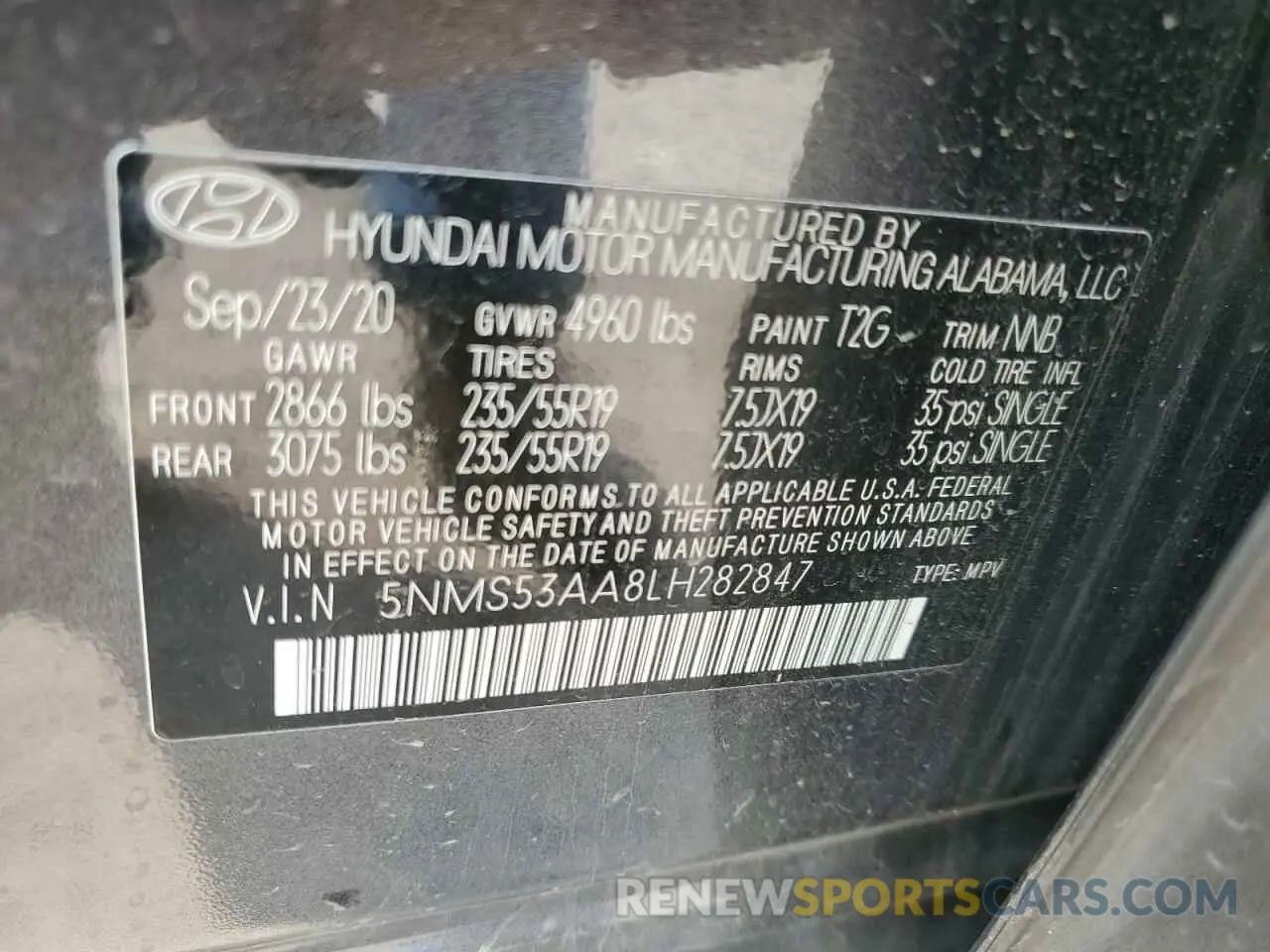 13 Photograph of a damaged car 5NMS53AA8LH282847 HYUNDAI SANTA FE 2020
