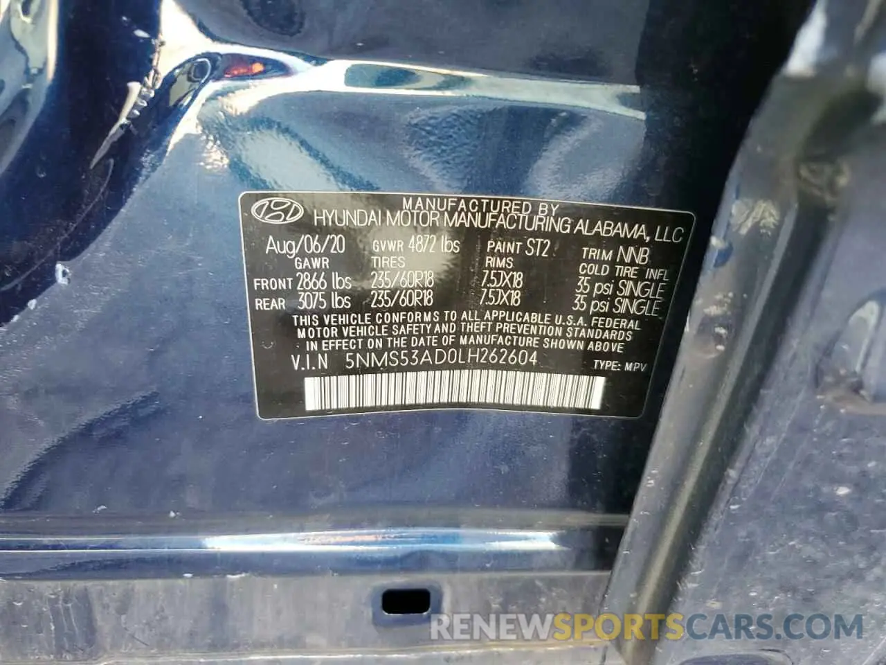 15 Photograph of a damaged car 5NMS53AD0LH262604 HYUNDAI SANTA FE 2020