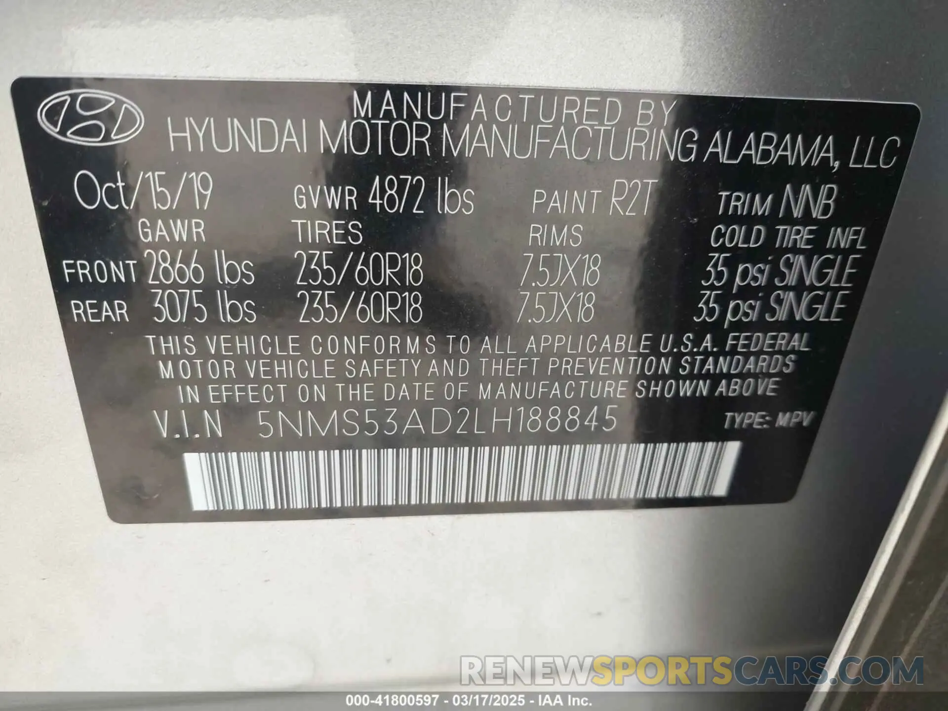 9 Photograph of a damaged car 5NMS53AD2LH188845 HYUNDAI SANTA FE 2020