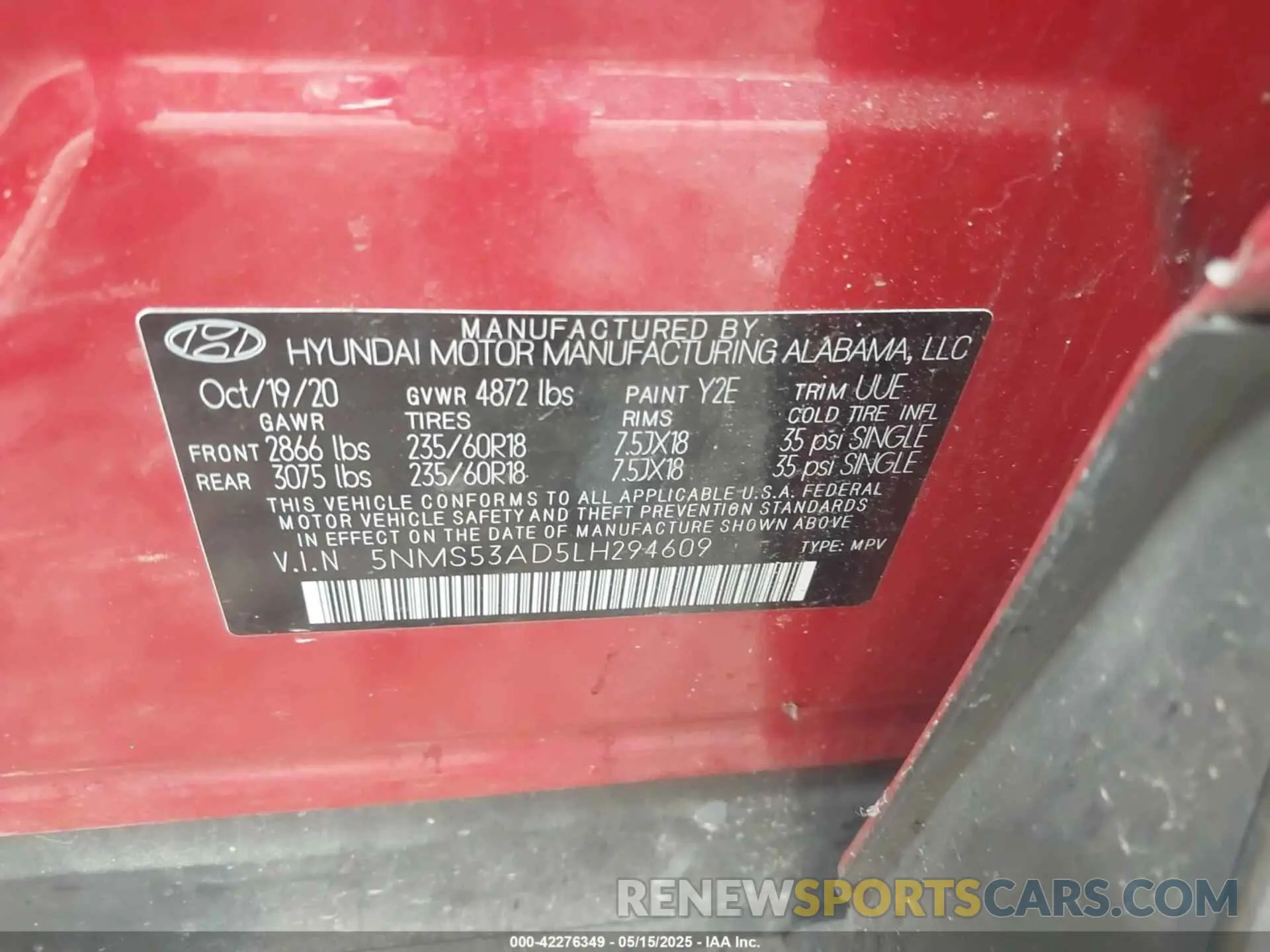 9 Photograph of a damaged car 5NMS53AD5LH294609 HYUNDAI SANTA FE 2020