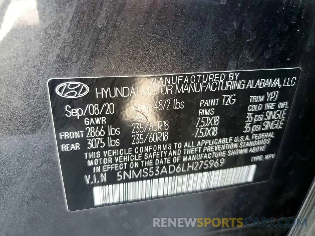 13 Photograph of a damaged car 5NMS53AD6LH275969 HYUNDAI SANTA FE 2020