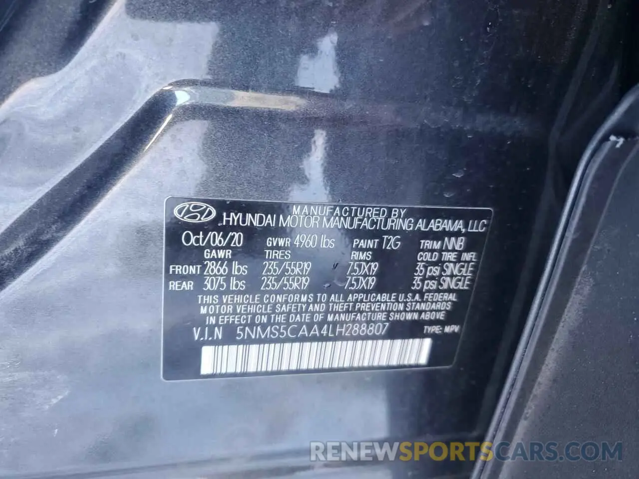 13 Photograph of a damaged car 5NMS5CAA4LH288807 HYUNDAI SANTA FE 2020