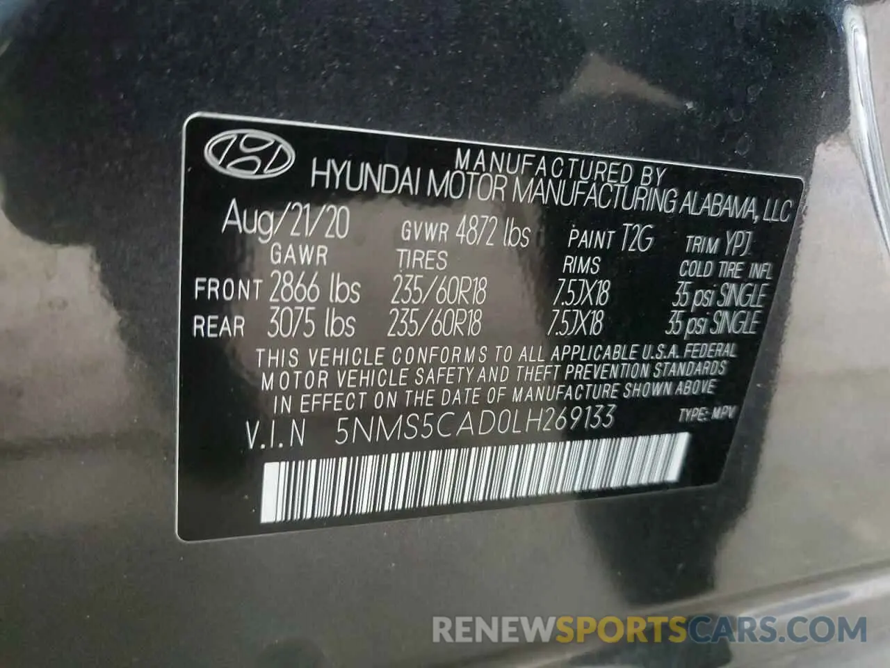 14 Photograph of a damaged car 5NMS5CAD0LH269133 HYUNDAI SANTA FE 2020