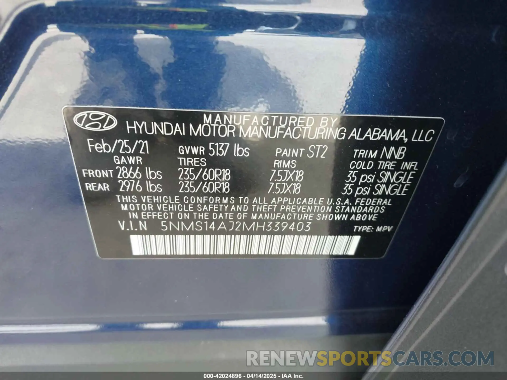9 Photograph of a damaged car 5NMS14AJ2MH339403 HYUNDAI SANTA FE 2021