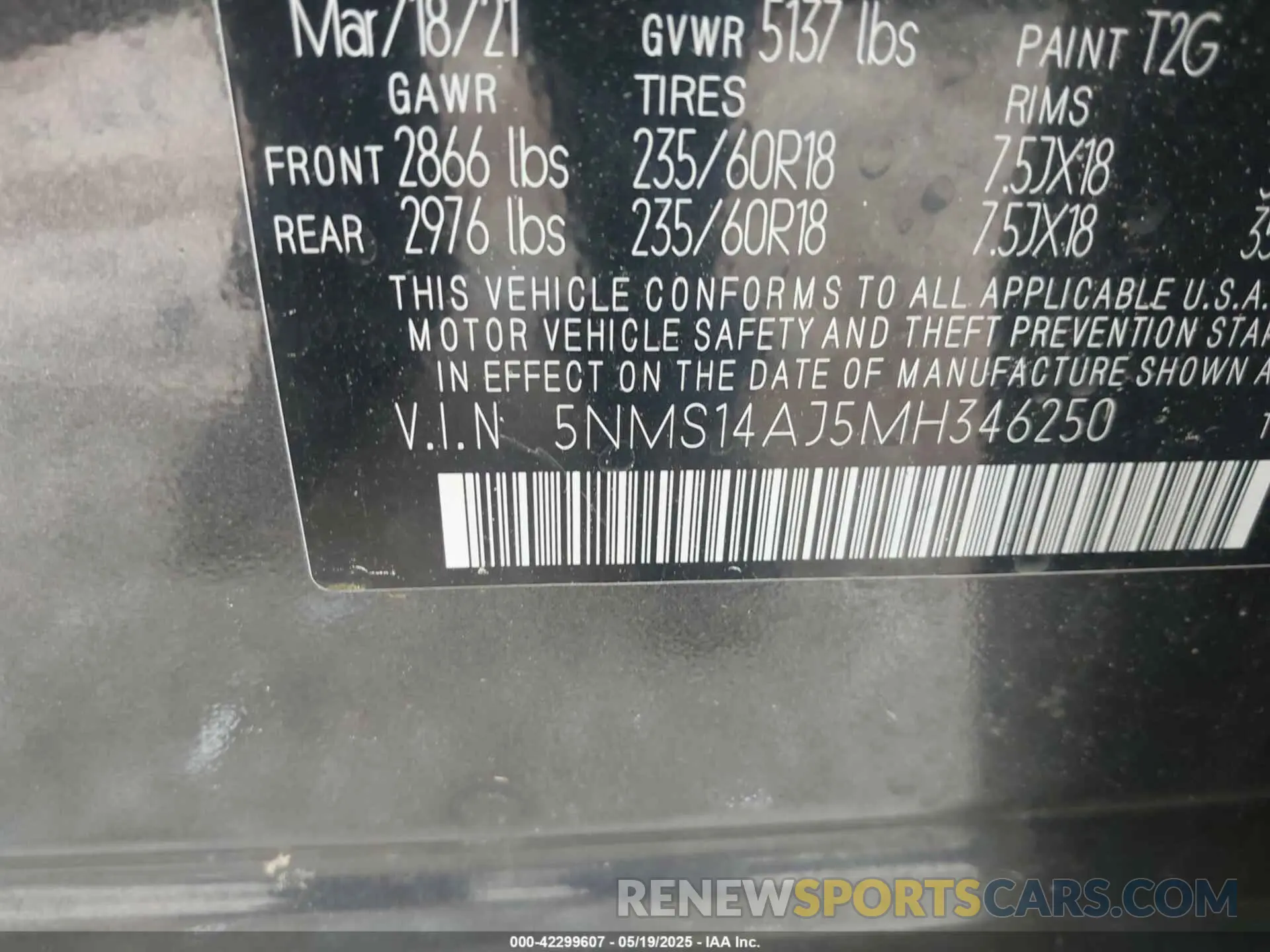 9 Photograph of a damaged car 5NMS14AJ5MH346250 HYUNDAI SANTA FE 2021