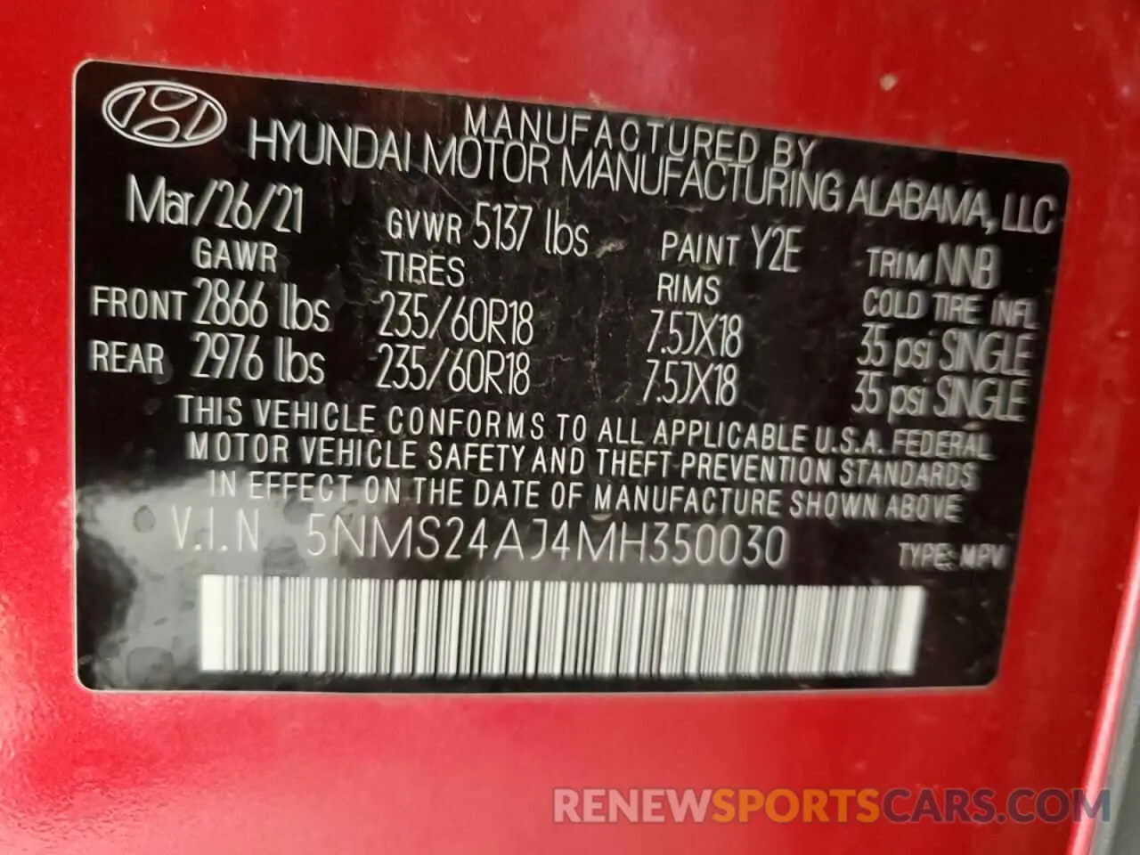 12 Photograph of a damaged car 5NMS24AJ4MH350030 HYUNDAI SANTA FE 2021