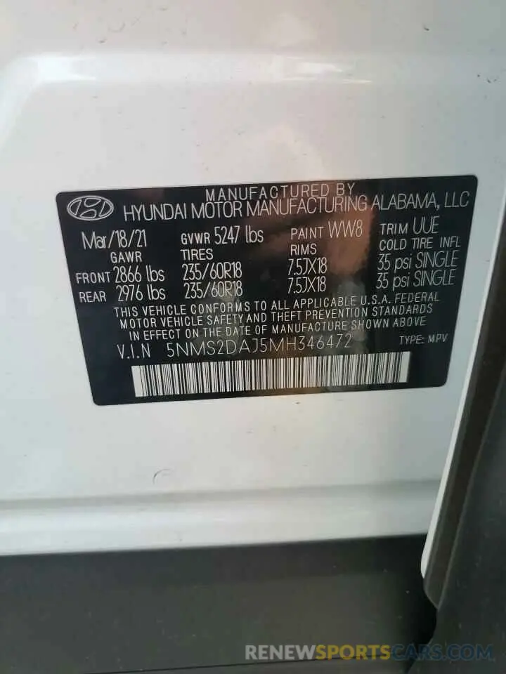 13 Photograph of a damaged car 5NMS2DAJ5MH346472 HYUNDAI SANTA FE 2021