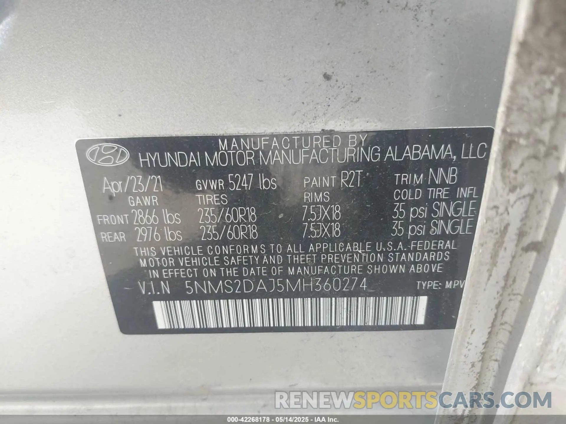 9 Photograph of a damaged car 5NMS2DAJ5MH360274 HYUNDAI SANTA FE 2021