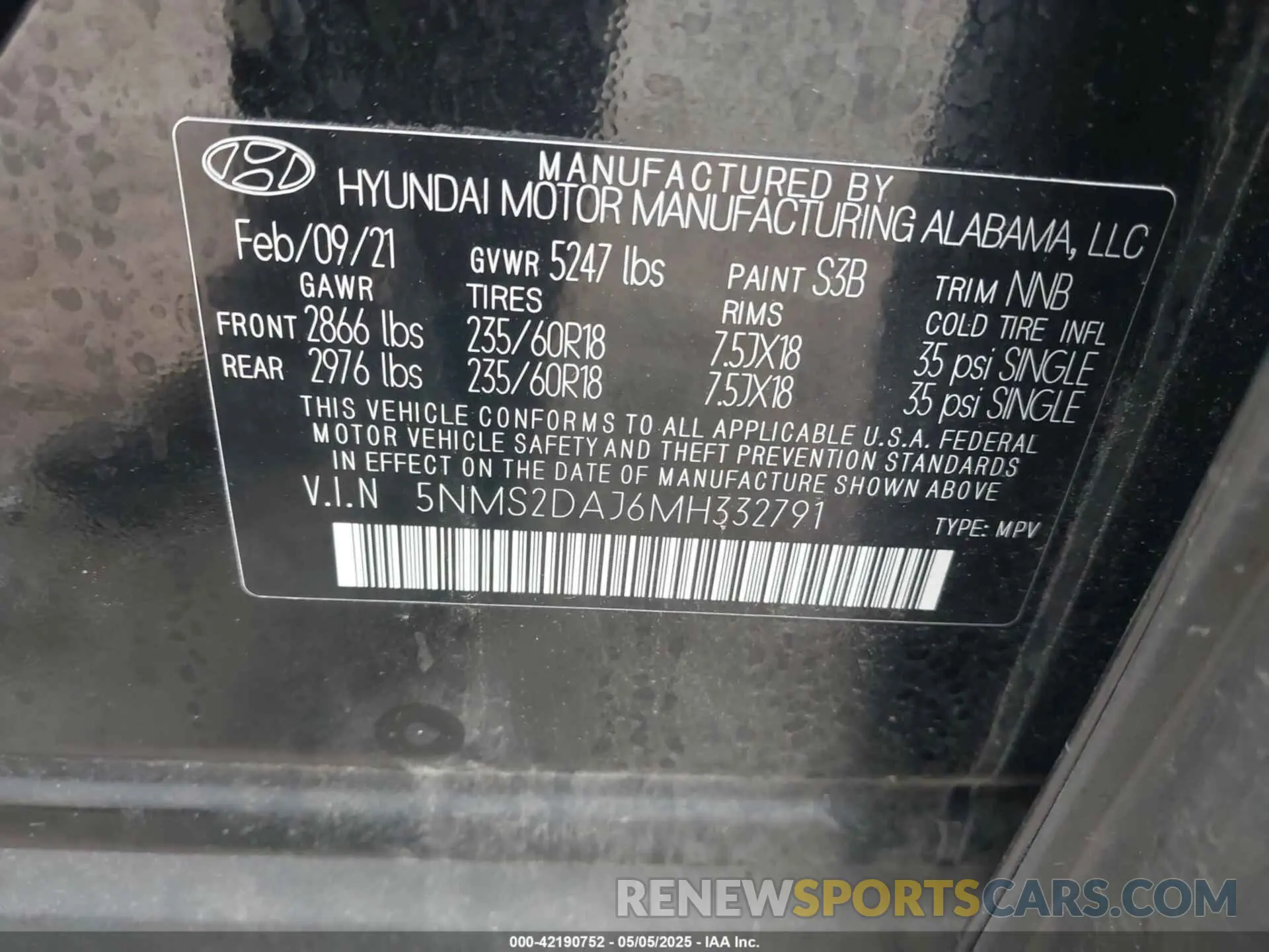 9 Photograph of a damaged car 5NMS2DAJ6MH332791 HYUNDAI SANTA FE 2021