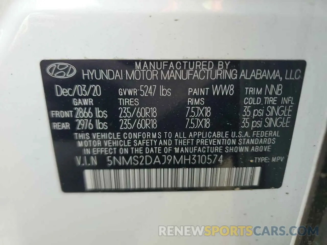 13 Photograph of a damaged car 5NMS2DAJ9MH310574 HYUNDAI SANTA FE 2021