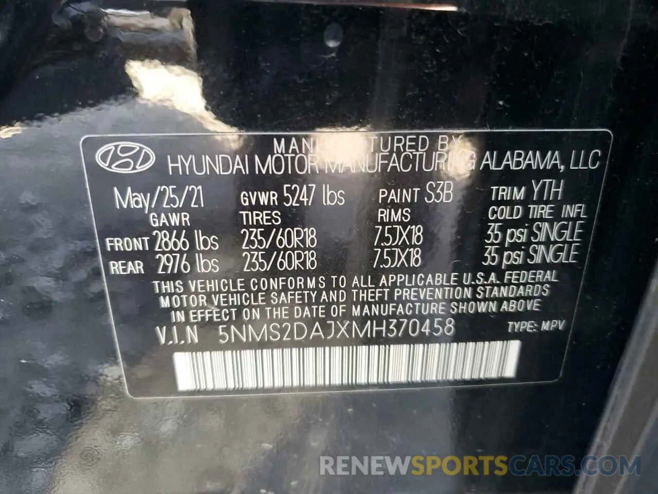 12 Photograph of a damaged car 5NMS2DAJXMH370458 HYUNDAI SANTA FE 2021