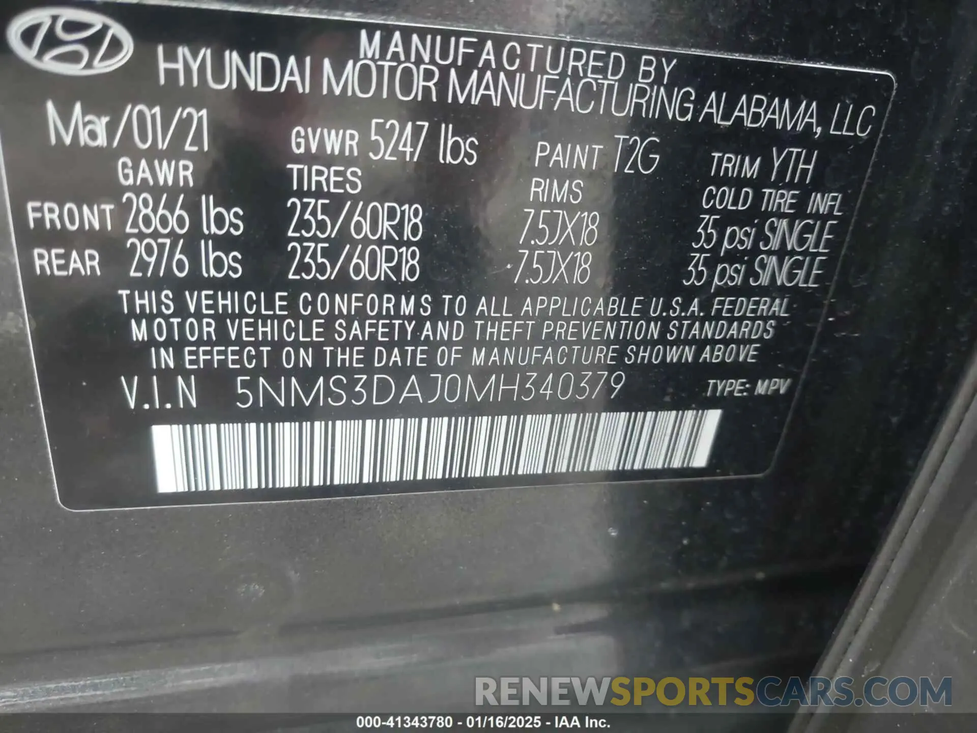 9 Photograph of a damaged car 5NMS3DAJ0MH340379 HYUNDAI SANTA FE 2021