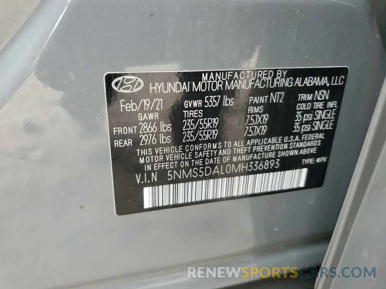 13 Photograph of a damaged car 5NMS5DAL0MH336893 HYUNDAI SANTA FE 2021