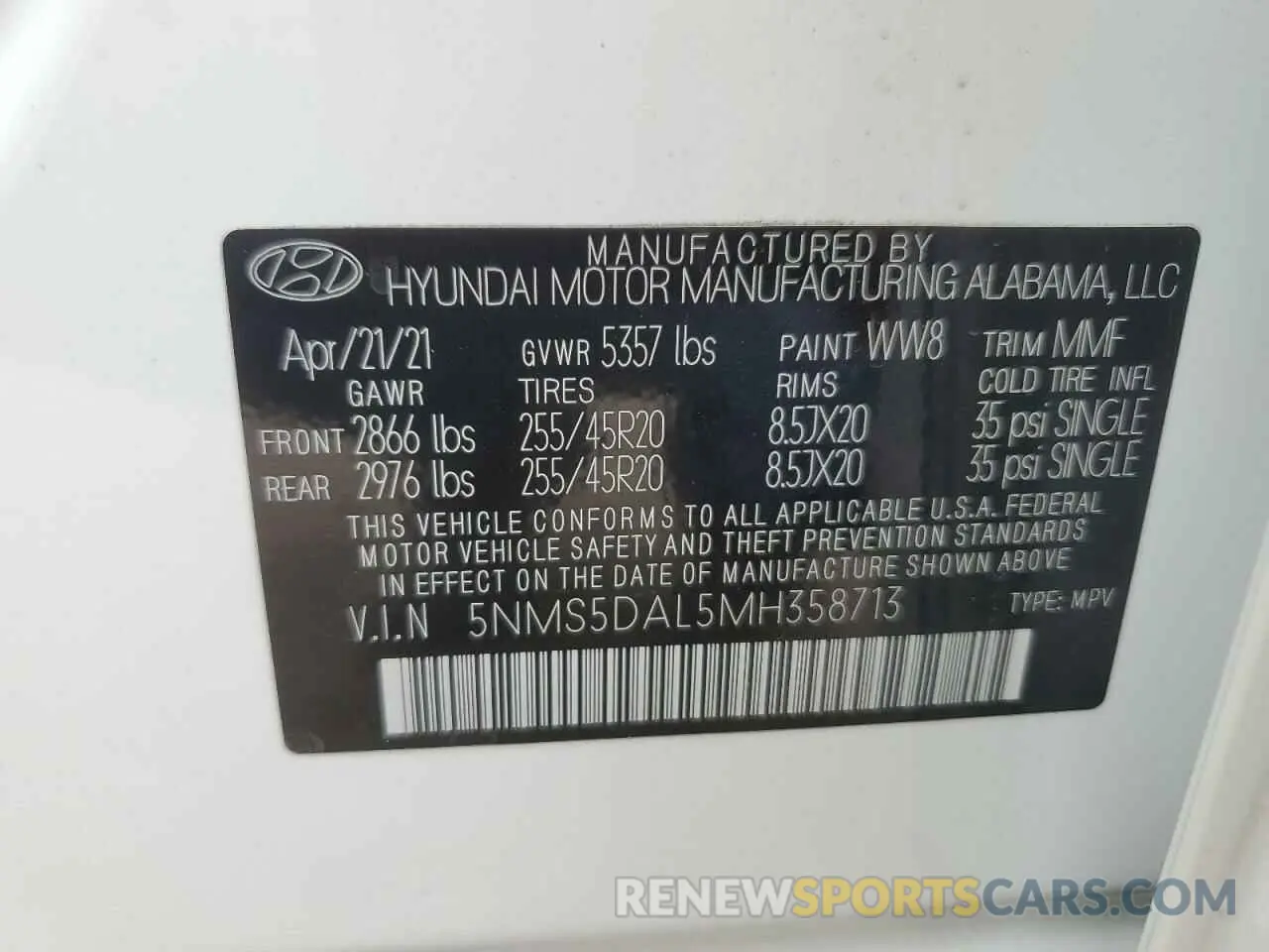 13 Photograph of a damaged car 5NMS5DAL5MH358713 HYUNDAI SANTA FE 2021