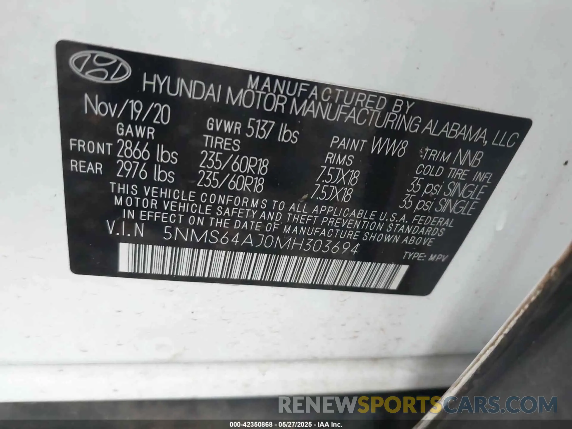 9 Photograph of a damaged car 5NMS64AJ0MH303694 HYUNDAI SANTA FE 2021
