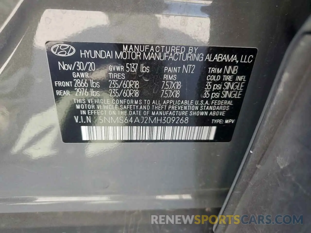 14 Photograph of a damaged car 5NMS64AJ2MH309268 HYUNDAI SANTA FE 2021