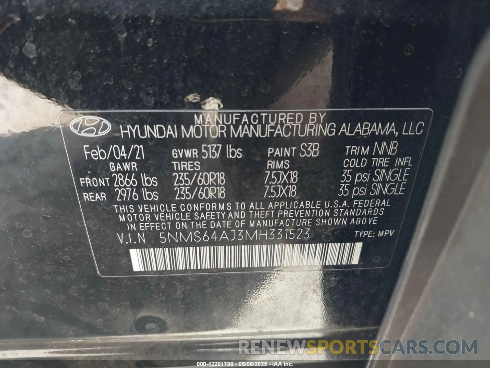 9 Photograph of a damaged car 5NMS64AJ3MH331523 HYUNDAI SANTA FE 2021
