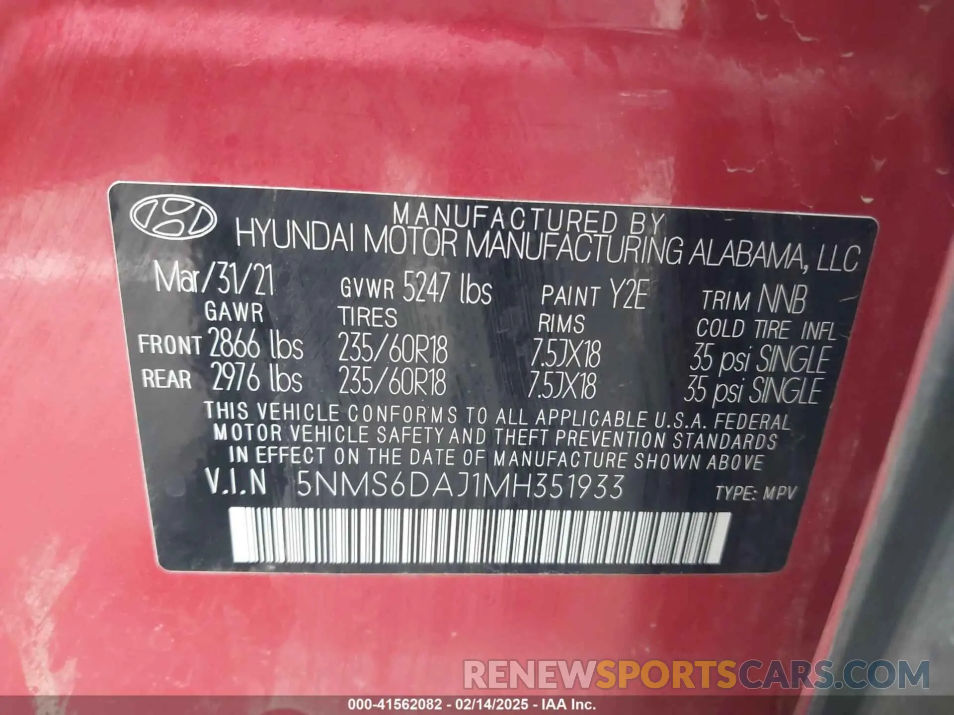 9 Photograph of a damaged car 5NMS6DAJ1MH351933 HYUNDAI SANTA FE 2021