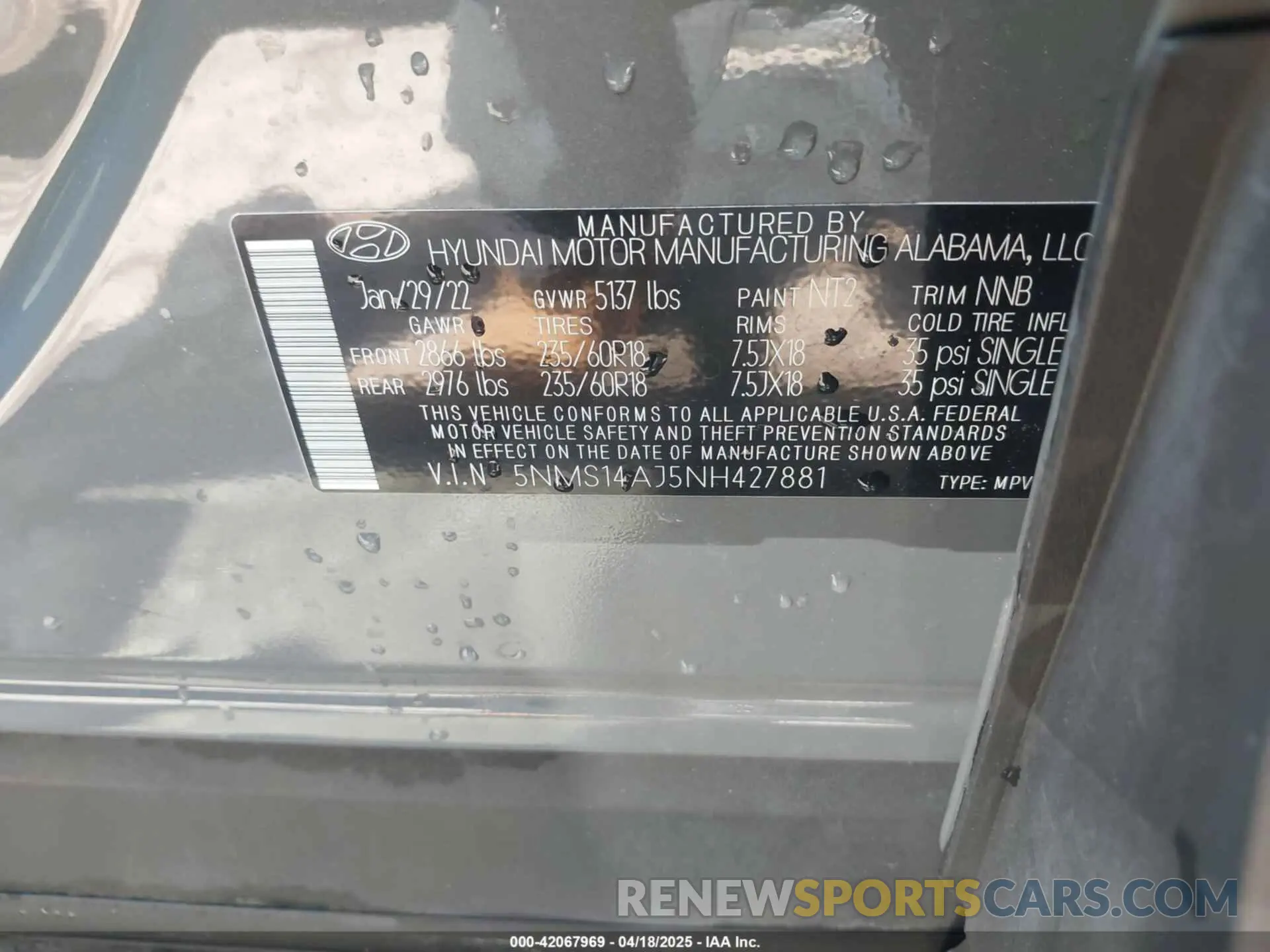 9 Photograph of a damaged car 5NMS14AJ5NH427881 HYUNDAI SANTA FE 2022