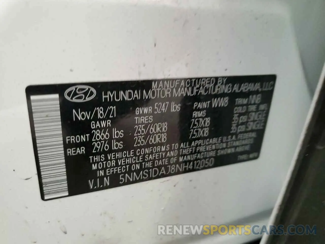 16 Photograph of a damaged car 5NMS1DAJ8NH412050 HYUNDAI SANTA FE 2022