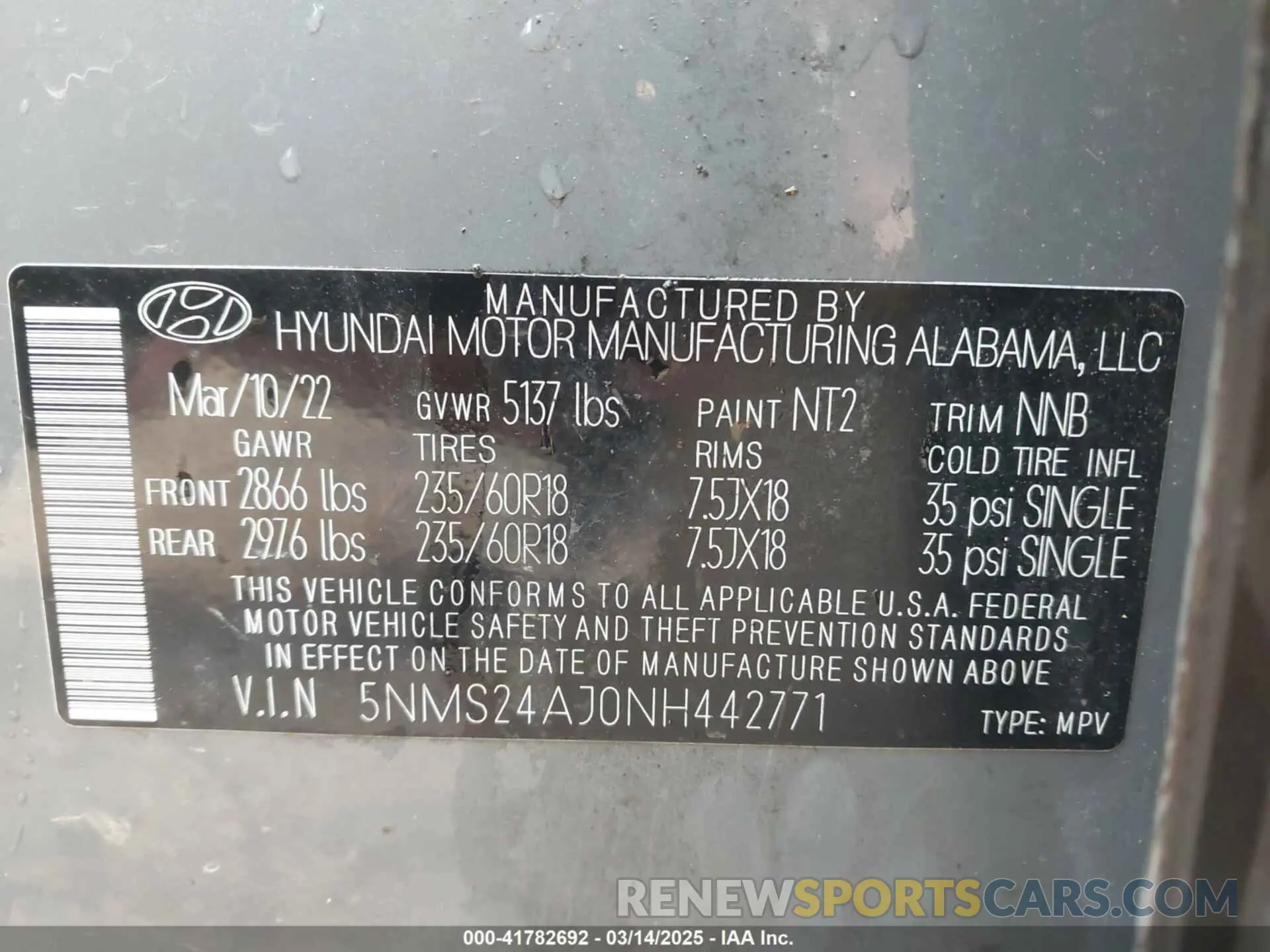 9 Photograph of a damaged car 5NMS24AJ0NH442771 HYUNDAI SANTA FE 2022