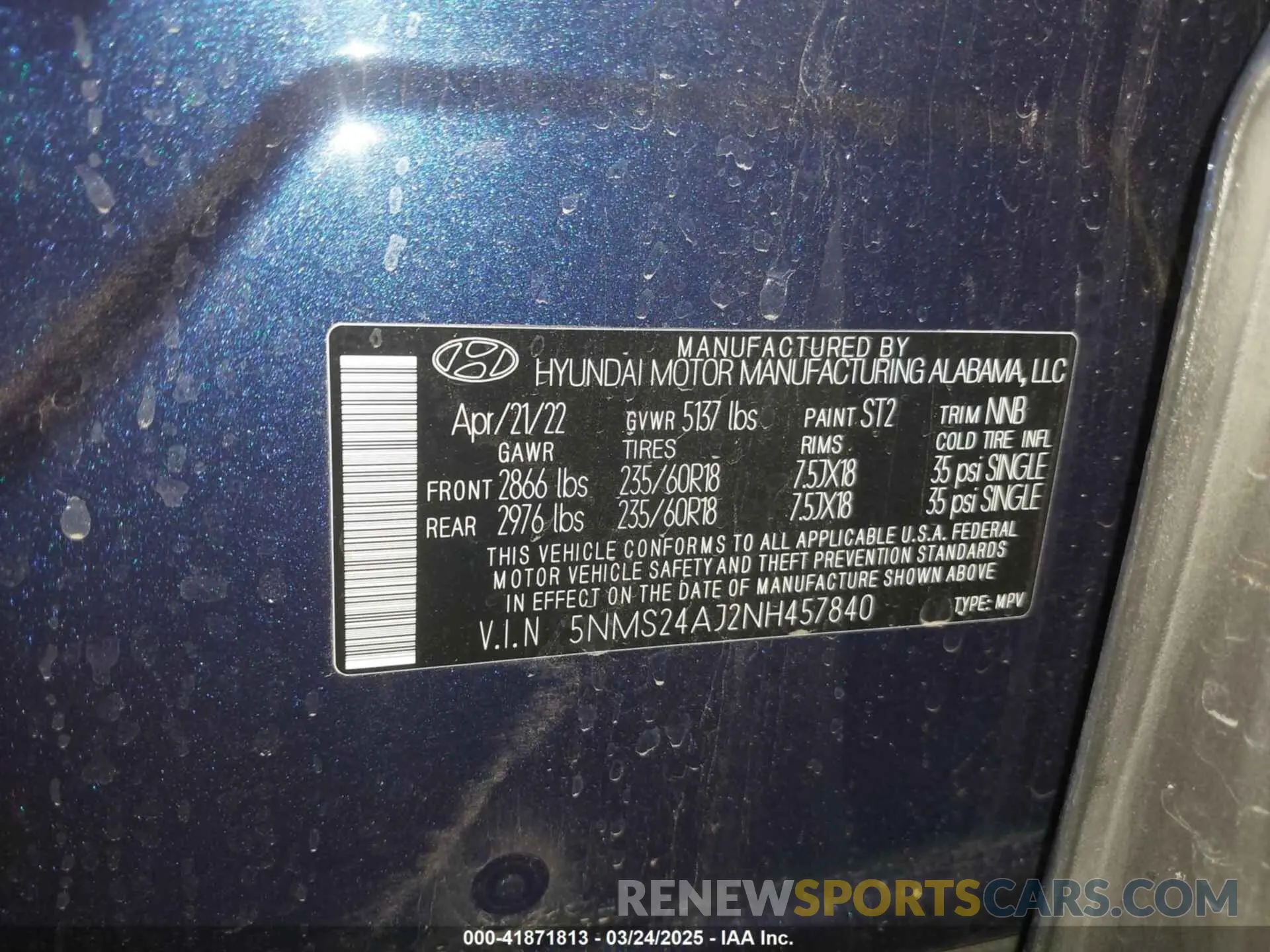 9 Photograph of a damaged car 5NMS24AJ2NH457840 HYUNDAI SANTA FE 2022