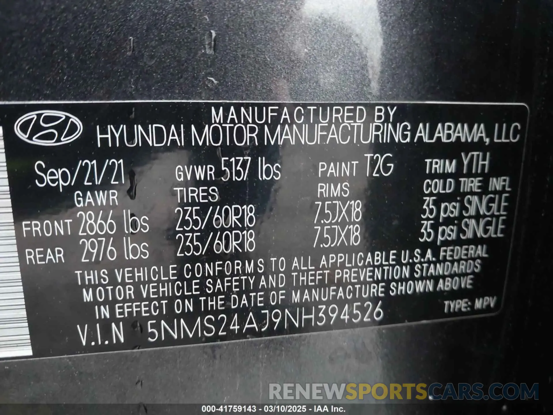 9 Photograph of a damaged car 5NMS24AJ9NH394526 HYUNDAI SANTA FE 2022