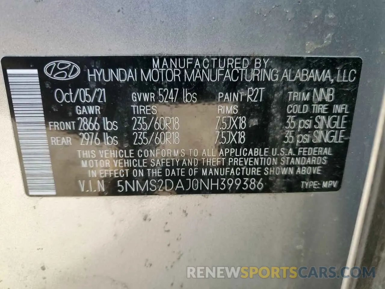 16 Photograph of a damaged car 5NMS2DAJ0NH399386 HYUNDAI SANTA FE 2022