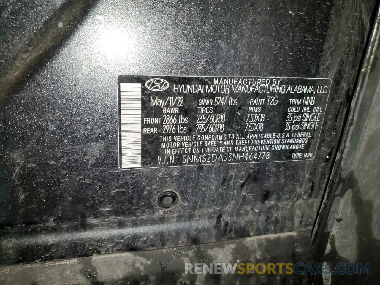 13 Photograph of a damaged car 5NMS2DAJ3NH464778 HYUNDAI SANTA FE 2022