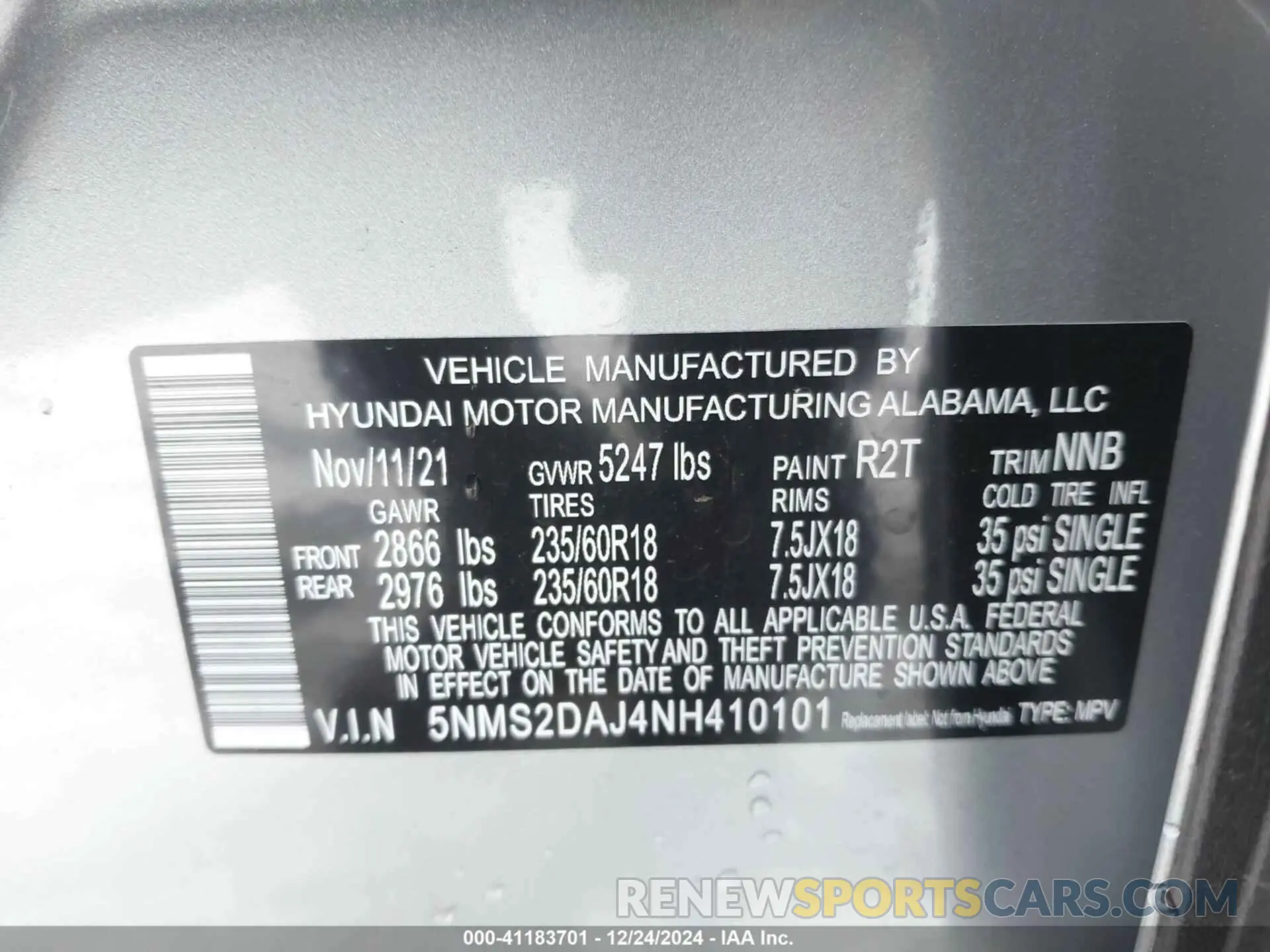 9 Photograph of a damaged car 5NMS2DAJ4NH410101 HYUNDAI SANTA FE 2022