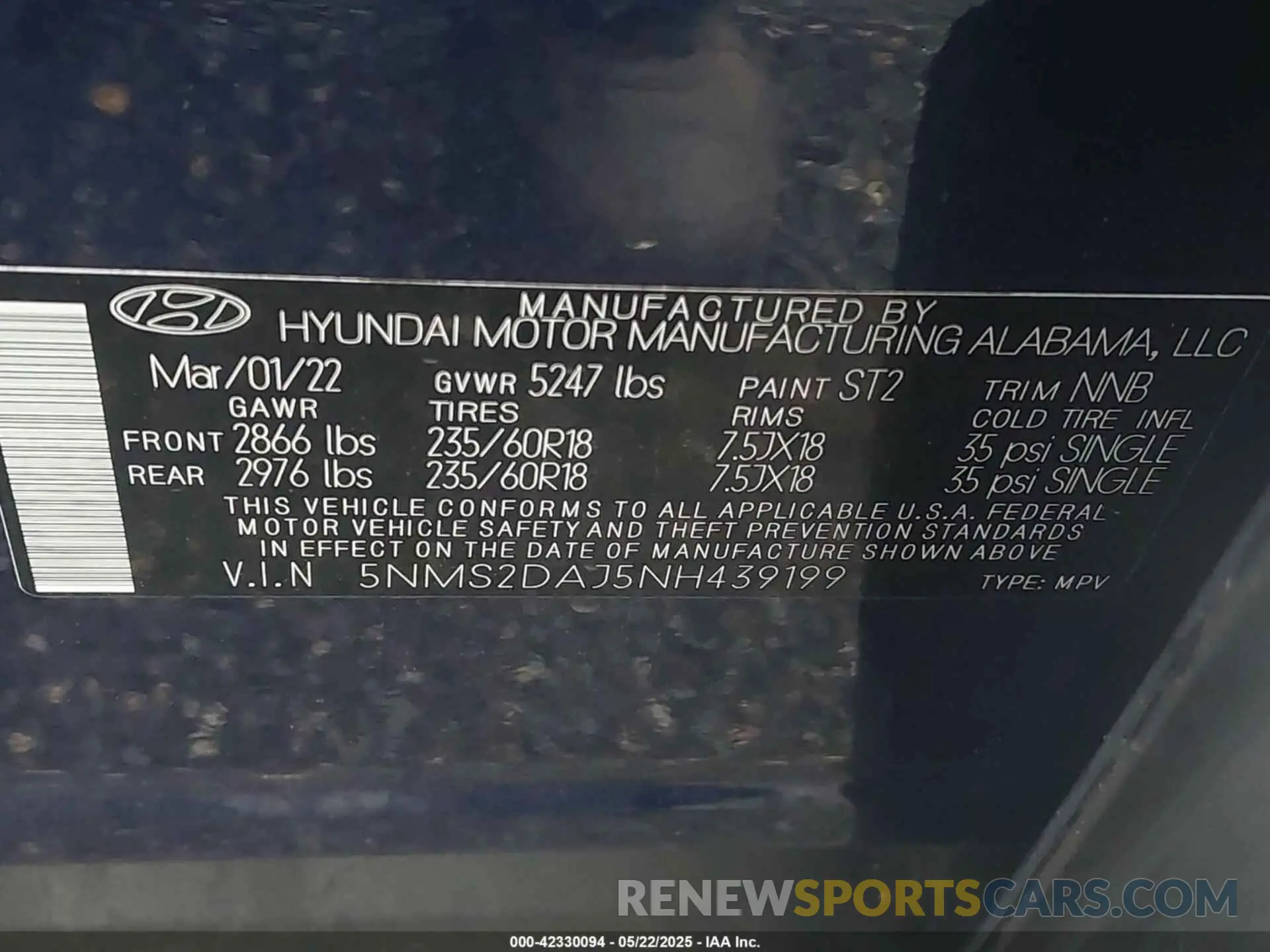 9 Photograph of a damaged car 5NMS2DAJ5NH439199 HYUNDAI SANTA FE 2022