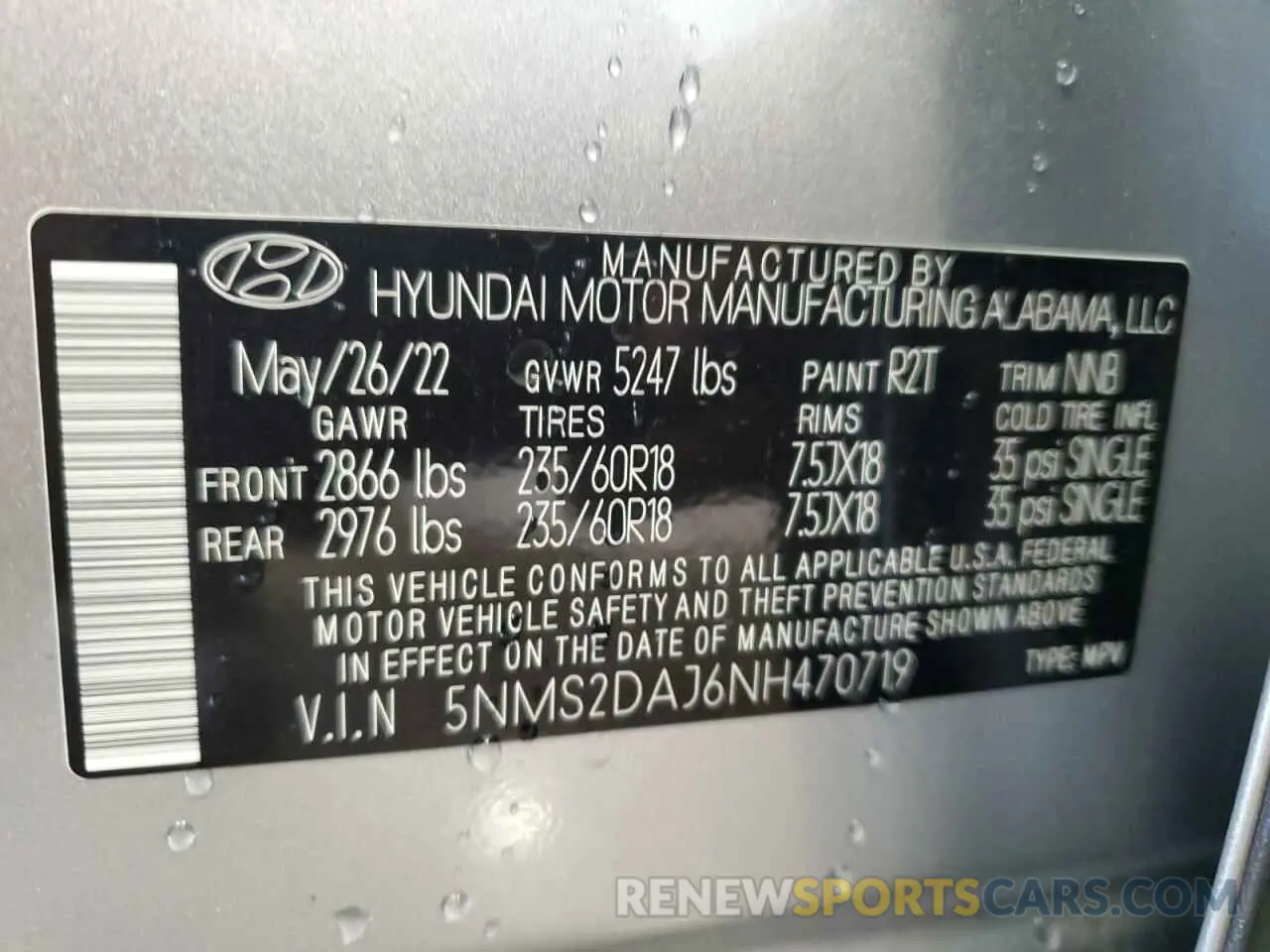 14 Photograph of a damaged car 5NMS2DAJ6NH470719 HYUNDAI SANTA FE 2022