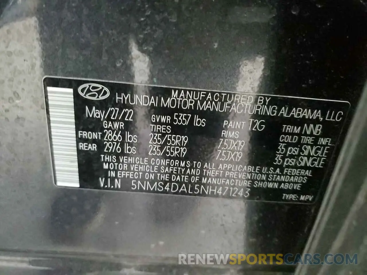 14 Photograph of a damaged car 5NMS4DAL5NH471243 HYUNDAI SANTA FE 2022