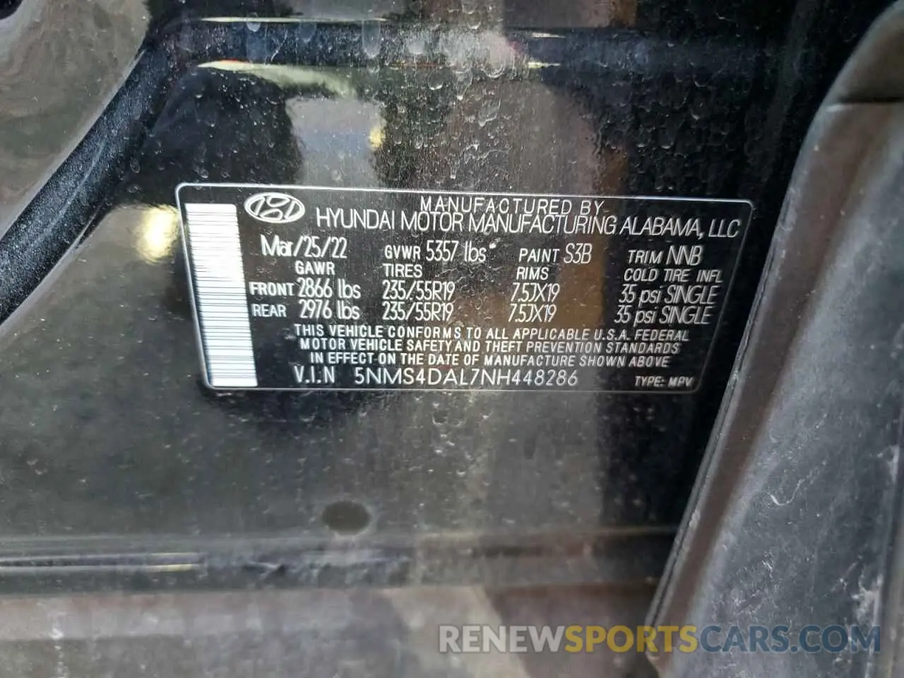 12 Photograph of a damaged car 5NMS4DAL7NH448286 HYUNDAI SANTA FE 2022