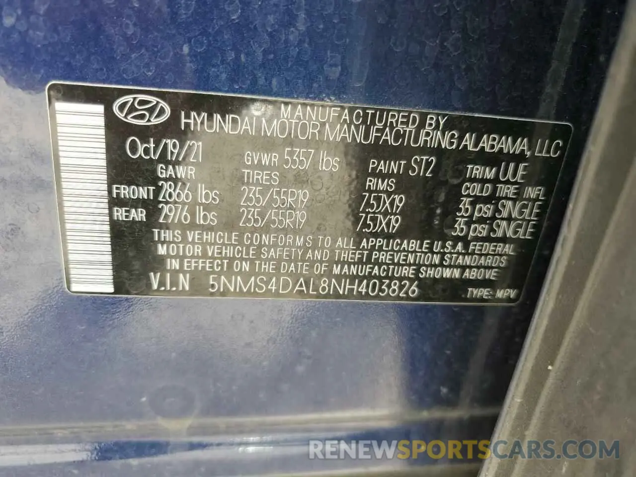 14 Photograph of a damaged car 5NMS4DAL8NH403826 HYUNDAI SANTA FE 2022