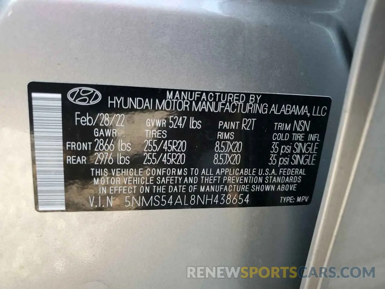 13 Photograph of a damaged car 5NMS54AL8NH438654 HYUNDAI SANTA FE 2022