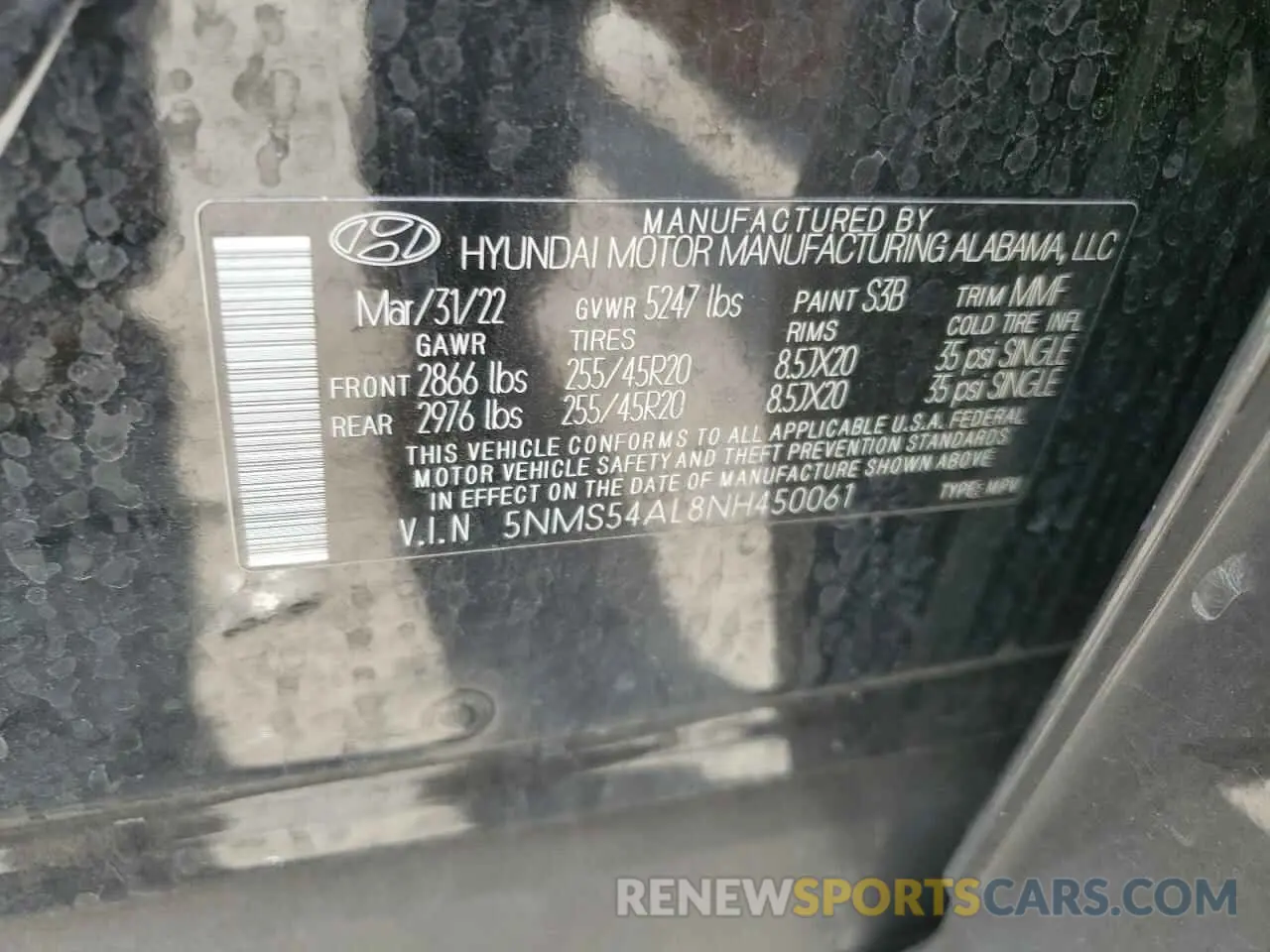 14 Photograph of a damaged car 5NMS54AL8NH450061 HYUNDAI SANTA FE 2022
