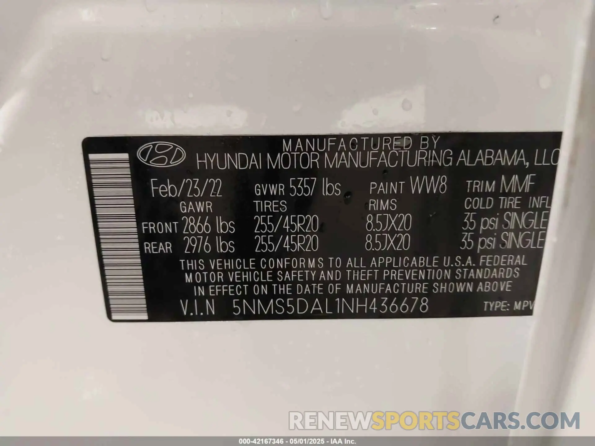 9 Photograph of a damaged car 5NMS5DAL1NH436678 HYUNDAI SANTA FE 2022