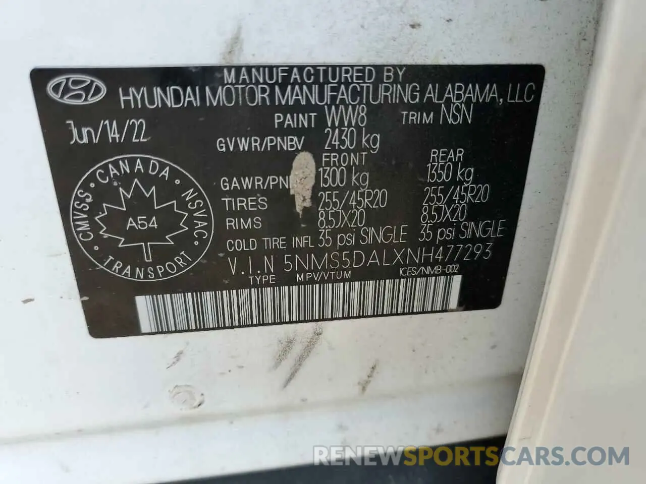 13 Photograph of a damaged car 5NMS5DALXNH477293 HYUNDAI SANTA FE 2022