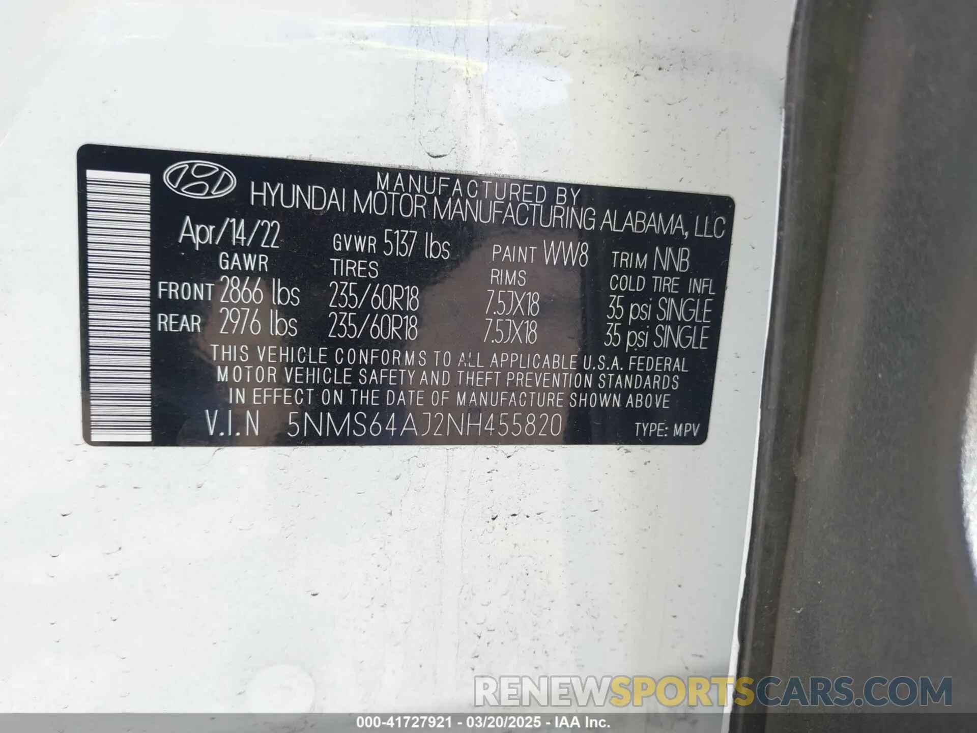9 Photograph of a damaged car 5NMS64AJ2NH455820 HYUNDAI SANTA FE 2022