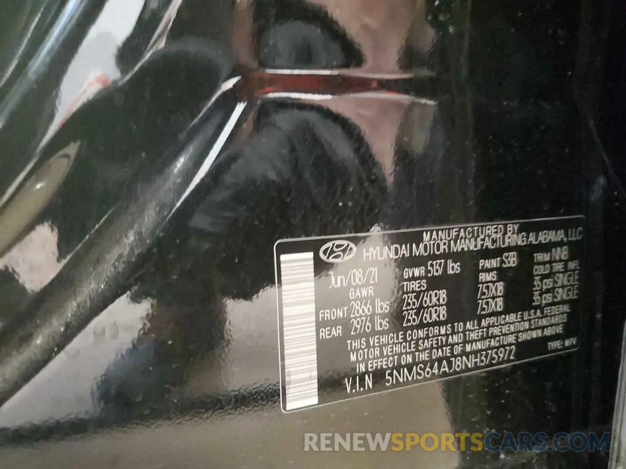 13 Photograph of a damaged car 5NMS64AJ8NH375972 HYUNDAI SANTA FE 2022