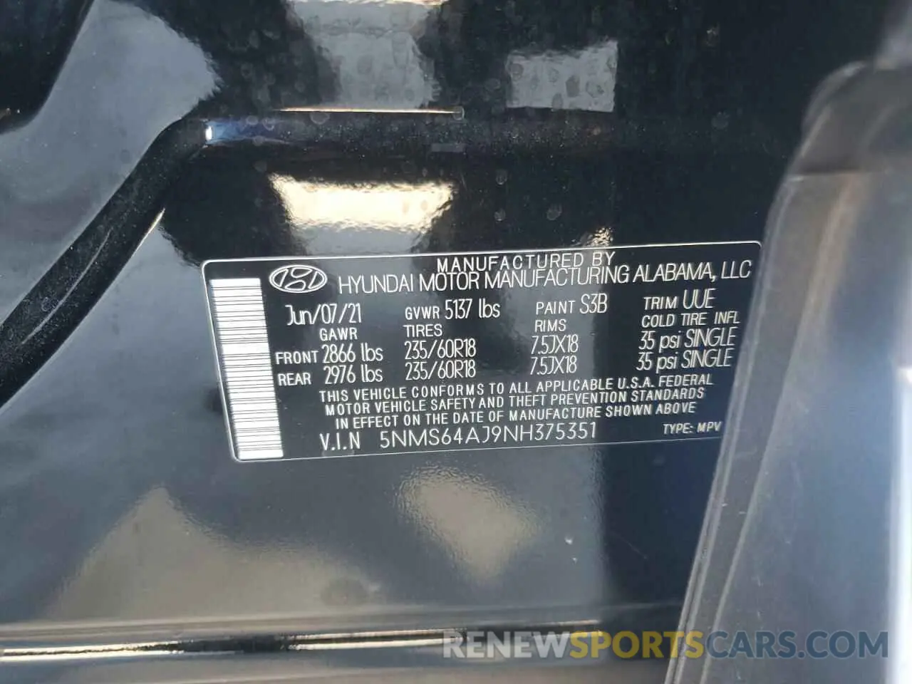 15 Photograph of a damaged car 5NMS64AJ9NH375351 HYUNDAI SANTA FE 2022